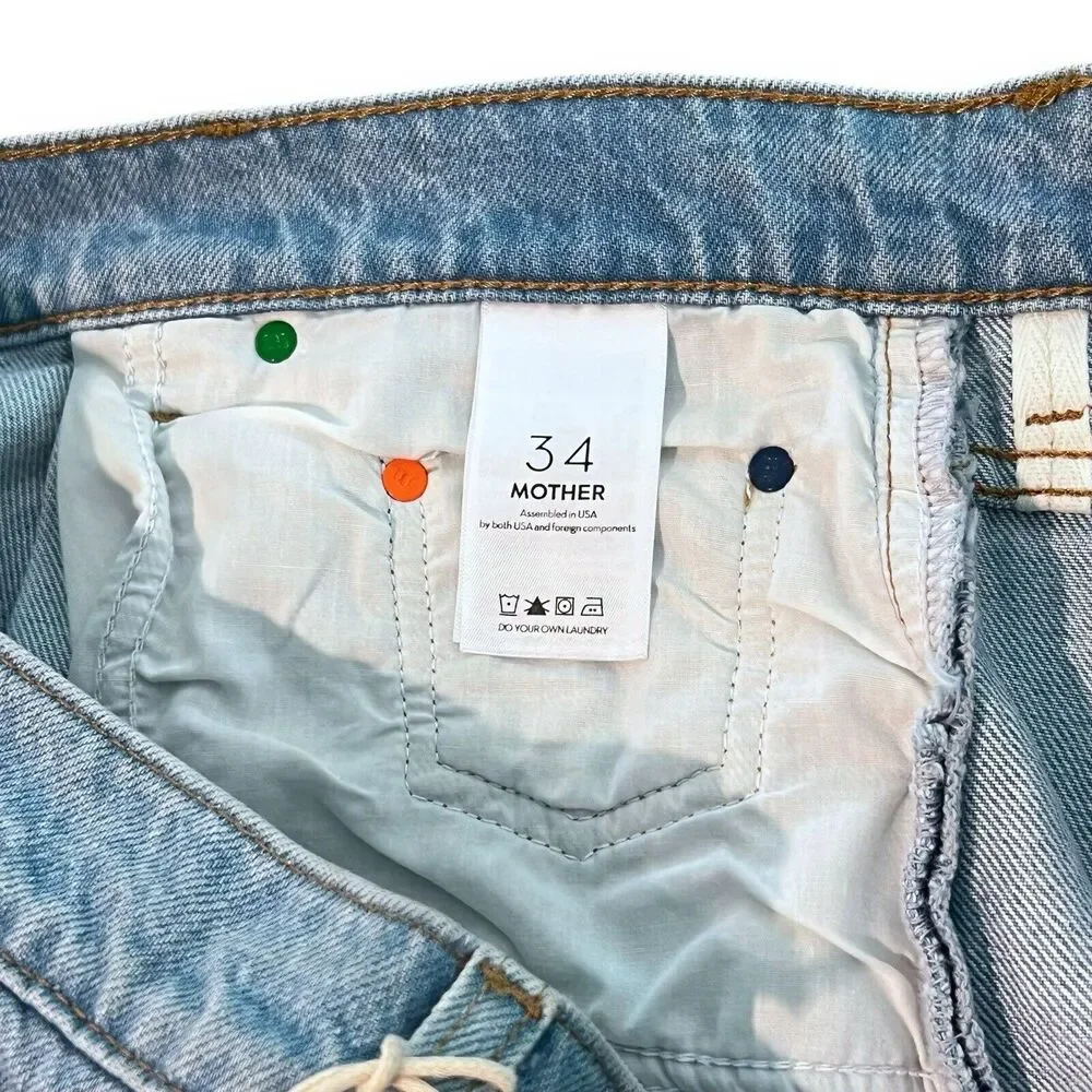 MOTHER SNACKS! The Pleated Fun Dip Puddle Just a Nibble Jeans 34 Baggy Straight